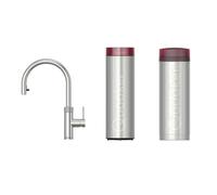Quooker BE Flex Round Robinet d'eau bouillante - bec pivotant & extractible - PRO3 incl. réservoir Cube - Eau chaude / bouillante / pétillante / filtrée - inox 3XRVS-CUBE-BE