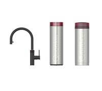 Quooker BE Flex Round Robinet d'eau bouillante - bec pivotant & extractible - PRO3 incl. réservoir Cube - Eau chaude / bouillante / pétillante / filtrée - noir 3XBLK-CUBE-BE