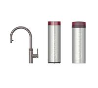 Quooker flex robinet d'eau bouillante - bec pivotant et extractible - PRO3 incl. réservoir Cube - Eau chaude / bouillante / pétillante / filtrée - Gunmetal 3XGME-CUBE