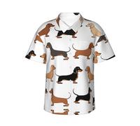 quopvn Chemise hawaïenne imprimée teckel Weiner Pet Dogs 100 % polyester, super douce et confortable, noir, Large