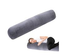 Quorlis Oreiller de Corps Long 120x20 cm pour Adultes, Coussin Ergonomique avec Housse en Velours Respirante, idéal pour dormeurs latéraux et Femmes Enceintes - Gris