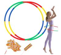 Quorumsg 4 Pièces Cerceau Hula Hoop Kit, Comprend 2 Rubans de Danse | Amovibles Durable Cerceaux Hula Hoop, Poids Ajustable Cerceau Fitness, pour Fitness Sport Cerceaux de Gymnastique
