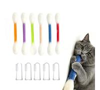 Quorumsg 6 Pièces Bâtons Herbe a Chat, Durables Cotons-Tiges Herbe a Chat Jouet, Cotons-Tiges Jouet Chats avec 5 Brosses à Dents en Silicone, Jouets Interactifs pour L'ennui, l'exercice et Le Jeu