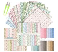 Quorumsg 72 Pièces Papier Scrapbooking Comprend une Petite Paire de Ciseaux | 15.2 x 15.2cm Scrapbook Paper Vintage, Scrapbooking Papier, pour Artisanat DIY Album Photo Collage Agenda Carnet
