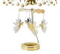 Quorvex Carrousel à Bougies, Carrousel Tournant Doré de Noël avec Éclairage Rotatif, Décoration d'Intérieur pour Méditation Entrée Bureau Salon Étagère Fête Saint-Valentin Cuisine Mariage