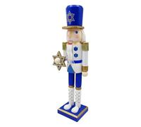Quorvex Casse-Noisette de Noël | Casse-Noisette en Bois de Hanoukka - Figurine Ornement Blanc et Bleu pour Table Cheminée Fenêtre Étagère Cuisine