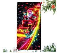 Quorvex Couverture De Porte Santa De,90x180 Cm Décor Saisonnier UV Fluorescent,Bannière De Décoration De Porche Arrière-Plan | pour Garage Porche École Bureau Propriétaires Quartier Mur