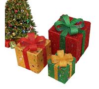 Quorvex Décorations de Boîtes Lumineuses, Décoration De Boîtes De Noël avec Lumières, 3 Pièces à Piles pour Display Saisonnier Hivernal Balcon Véranda Salon Chambre