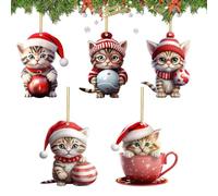 Quorvex Décorations De Chat, Décorations Félines en 2D pour Sapin de Noël, Pendentif Mignon pour Porte Poignée Fenêtre Mur Chambre Salon Jardin