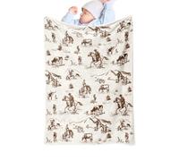 Quorvex Plaid Cowboy - Accessoires Bébé Western Cowboy | Couverture Vintage Confortable et Rustique pour Voyage, Extérieur, Camping, Voiture, Banc, Patio, Appartement, Salon, Plage, Ferme, Parc,