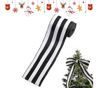 Quorvex Ruban Noir Et Blanc Avec Fil Métallique,Décoration Saisonnière Pour La Maison | Guirlande Rubans Enroulables | pour Couronnes de Noël Mariage Faveurs de Fête Scrapbooking Enseignants d'Art