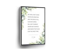 Quote and Travel Art We Shall Not Cease From Exploration T S Eliot Canvas Print Wall Art Poster for Home Office School Decor Gift(Framed,12x18inch(30x45cm))