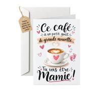 quotedazur Café-Croissant - Carte Annonce Grossesse Future Grand-mère | Future mamie 2026-2027, Cadeau personnalisé original, Tu vas etre mamie