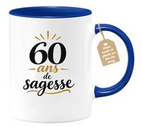 quotedazur Café-Croissant - Mug 60 Ans De Sagesse - Bleu/Céramique | Célébrez 60 ans de sagesse avec ce mug unique en céramique