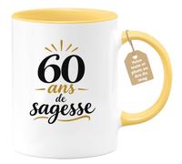 quotedazur Café-Croissant - Mug 60 Ans De Sagesse - Jaune/Céramique | Célébrez 60 ans de sagesse avec ce mug unique en céramique