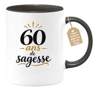 quotedazur Café-Croissant - Mug 60 Ans De Sagesse - Noir/Céramique | Célébrez 60 ans de sagesse avec ce mug unique en céramique