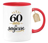 quotedazur Café-Croissant - Mug 60 Ans De Sagesse - Rouge/Céramique | Célébrez 60 ans de sagesse avec ce mug unique en céramique
