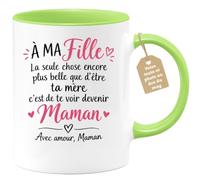 quotedazur Café-Croissant - Mug À Ma Fille Being Ta Maman - Vert/Céramique | Mug pour célébrer le lien unique entre mère et fille