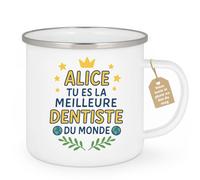 quotedazur Café-Croissant - Mug Alice, La Meilleure Dentiste Du Monde, Cadeau Tasse Unique Et Spécial - Blanc/emaille