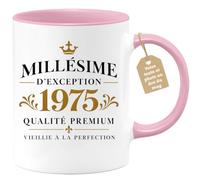 quotedazur Café-Croissant - Mug Année 1975 Vintage - Rose/Céramique