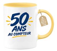 quotedazur Café-Croissant - Mug Anniversaire 50 Ans - Jaune/Céramique | Mug anniversaire 50 ans avec design original pour célébrer un demi-siècle de souvenirs