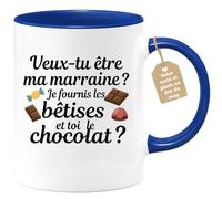 quotedazur Café-Croissant - Mug Annonce Grossesse Veux-Tu Être Ma Marraine - Cadeau Demande Future Marraine 2026 Amie Original Bébé - Tasse Bleu/Céramique