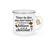 quotedazur Café-Croissant - Mug Annonce Grossesse Veux-Tu Être Ma Marraine - Cadeau Demande Future Marraine 2026 Amie Original Bébé - Tasse Blanc/Emaillé