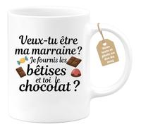 quotedazur Café-Croissant - Mug Annonce Grossesse Veux-Tu Être Ma Marraine - Cadeau Demande Future Marraine 2026 Amie Original Bébé - Tasse Blanc/Céramique