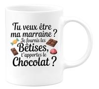 quotedazur Café-Croissant - Mug Annonce Grossesse Veux-Tu Être Ma Marraine - Cadeau Demande Marraine Amie Original Bébé - Tasse Blanc/Céramique