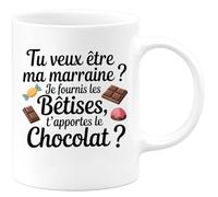 quotedazur Café-Croissant - Mug Annonce Veux-Tu Être Ma Marraine - Cadeau Demande Marraine - Tasse Blanc/Céramique