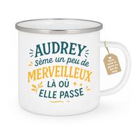 quotedazur Café-Croissant - Mug Audrey Répand Un Peu De Merveilleux Partout Où Elle Passe - Blanc/emaille