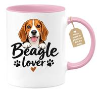quotedazur Café-Croissant - Mug Beagle Lover - Rose/Céramique | Mug pour les amoureux des beagles, idéal cadeau.