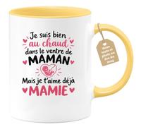 quotedazur Café-Croissant - Mug Bien Au Chaud Pour Mamie - Jaune/Céramique | Idéal Cadeau Grossesse Pour Mamie, Mug Douceur