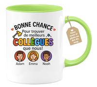 quotedazur Café-Croissant - Mug Bonne Chance Pour Trouver De Meilleurs Collègues Que Nous ! Adam, Emma, Noah - Vert/céramique