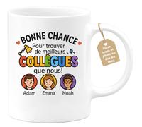 quotedazur Café-Croissant - Mug Bonne Chance Pour Trouver De Meilleurs Collègues Que Nous ! Adam, Emma, Noah - Blanc/céramique