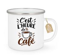 quotedazur Café-Croissant - Mug C'est L'heure Du Café - Blanc/Emaille | Design générique « C'est l'heure du café » sur mug blanc