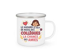quotedazur Café-Croissant - Mug Collègue Femme - Le Hasard A Fait De Nous Des Collègues La Chance Des Amies - Cadeau Départ - Blanc/emaille
