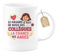 quotedazur Café-Croissant - Mug Collègue Femme - Le Hasard A Fait De Nous Des Collègues La Chance Des Amies - Cadeau Départ - Blanc/céramique