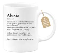 quotedazur Café-Croissant - Mug Définition Prénom Alexia Déesse Tout Simplement - Cadeau Prénom - Cadeau Famille Saint Valentin - Tasse Prénom Alexia - Pour Noël Au - Blanc/Céramique