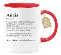 quotedazur Café-Croissant - Mug Définition Prénom Anais Déesse Tout Simplement - Tasse Prénom Anais Pour Noël Au - Rouge/Céramique