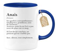 quotedazur Café-Croissant - Mug Définition Prénom Anais Déesse Tout Simplement - Tasse Prénom Anais Pour Noël Au - Bleu/Céramique