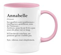 quotedazur Café-Croissant - Mug Définition Prénom Annabelle Déesse Tout Simplement - Cadeau Prénom - Cadeau Famille Saint Valentin - Tasse Prénom Annabelle - Pour Noël Au - Rose/Céramique