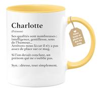 quotedazur Café-Croissant - Mug Définition Prénom Charlotte Déesse Tout Simplement - Tasse Prénom Charlotte Pour Noël Au - Jaune/Céramique