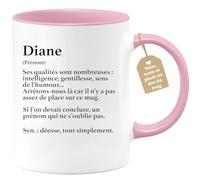 quotedazur Café-Croissant - Mug Définition Prénom Diane Déesse Tout Simplement - Tasse Prénom Diane Pour Noël Au - Rose/Céramique