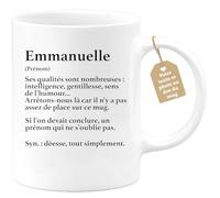 quotedazur Café-Croissant - Mug Définition Prénom Emmanuelle Déesse Tout Simplement - Cadeau Prénom - Cadeau Famille Saint Valentin - Tasse Prénom Emmanuelle - Pour Noël Au - Blanc/Céramique