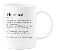 quotedazur Café-Croissant - Mug Définition Prénom Florence Déesse Tout Simplement - Cadeau Prénom - Cadeau Famille Saint Valentin - Tasse Prénom Florence - Pour Noël Au - Blanc/Céramique