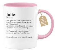 quotedazur Café-Croissant - Mug Définition Prénom Julie Déesse Tout Simplement - Tasse Prénom Julie Pour Noël Au - Rose/Céramique