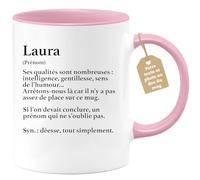 quotedazur Café-Croissant - Mug Définition Prénom Laura Déesse Tout Simplement - Tasse Prénom Laura Pour Noël Au - Rose/Céramique