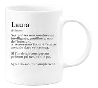 quotedazur Café-Croissant - Mug Définition Prénom Laura Déesse Tout Simplement - Tasse Prénom Laura Pour Noël Au - Blanc/Céramique