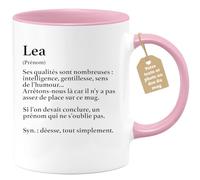quotedazur Café-Croissant - Mug Définition Prénom Lea Déesse Tout Simplement - Tasse Prénom Lea Pour Noël Au - Rose/Céramique